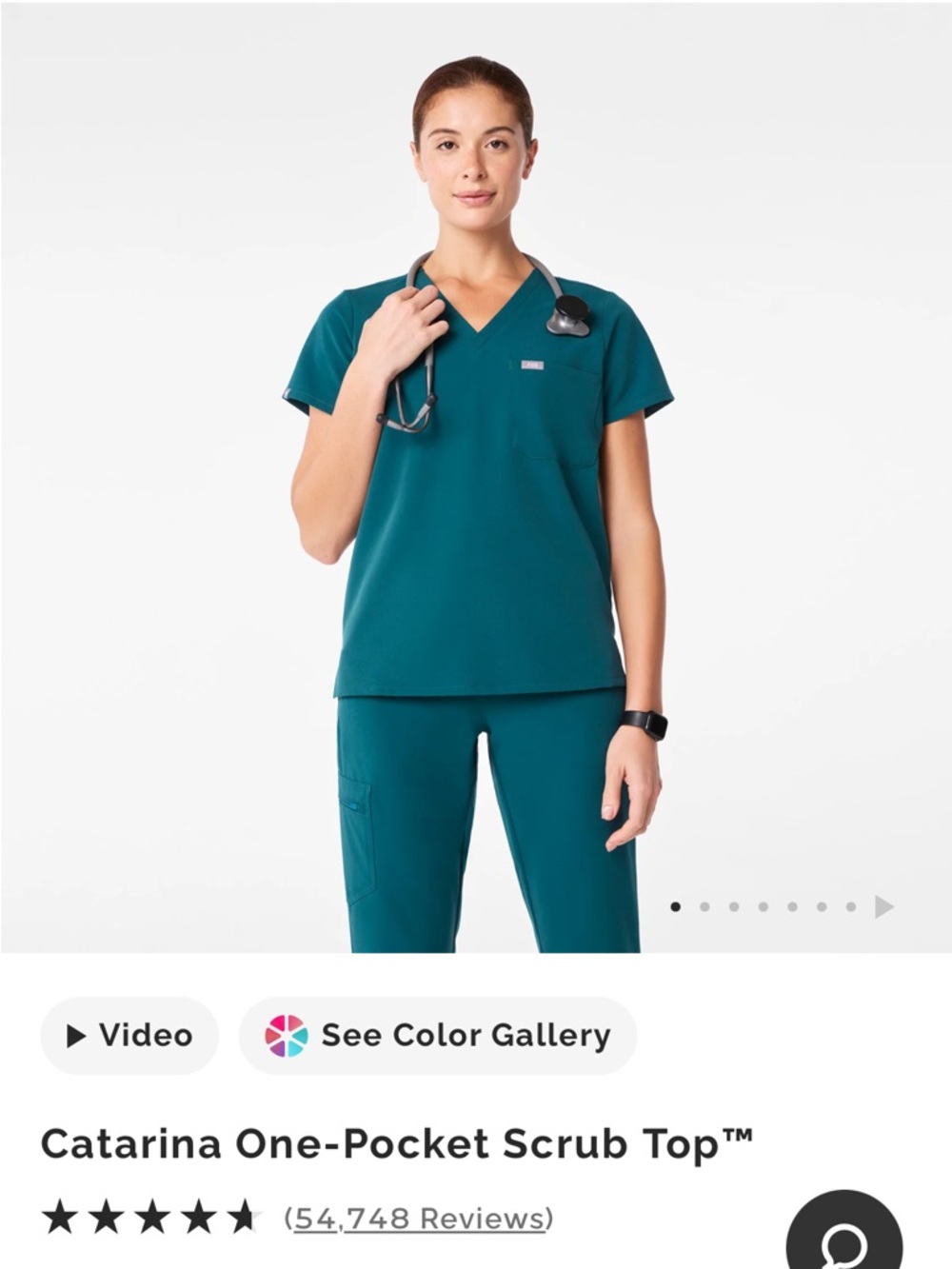 Figs Catarina One-Pocket Scrub Top Caribbean blue